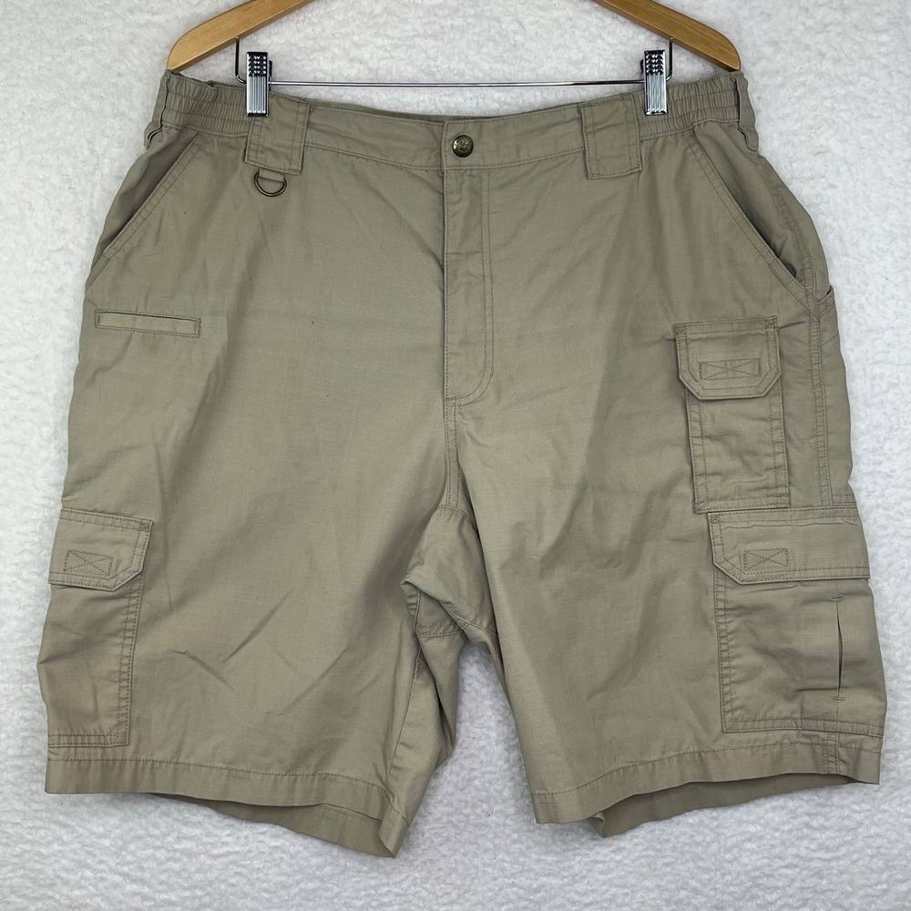 5.11 Tactical Mens Khaki Ripstop Cargo‎ Shorts Tan Size 40 Elastic Waist Utility